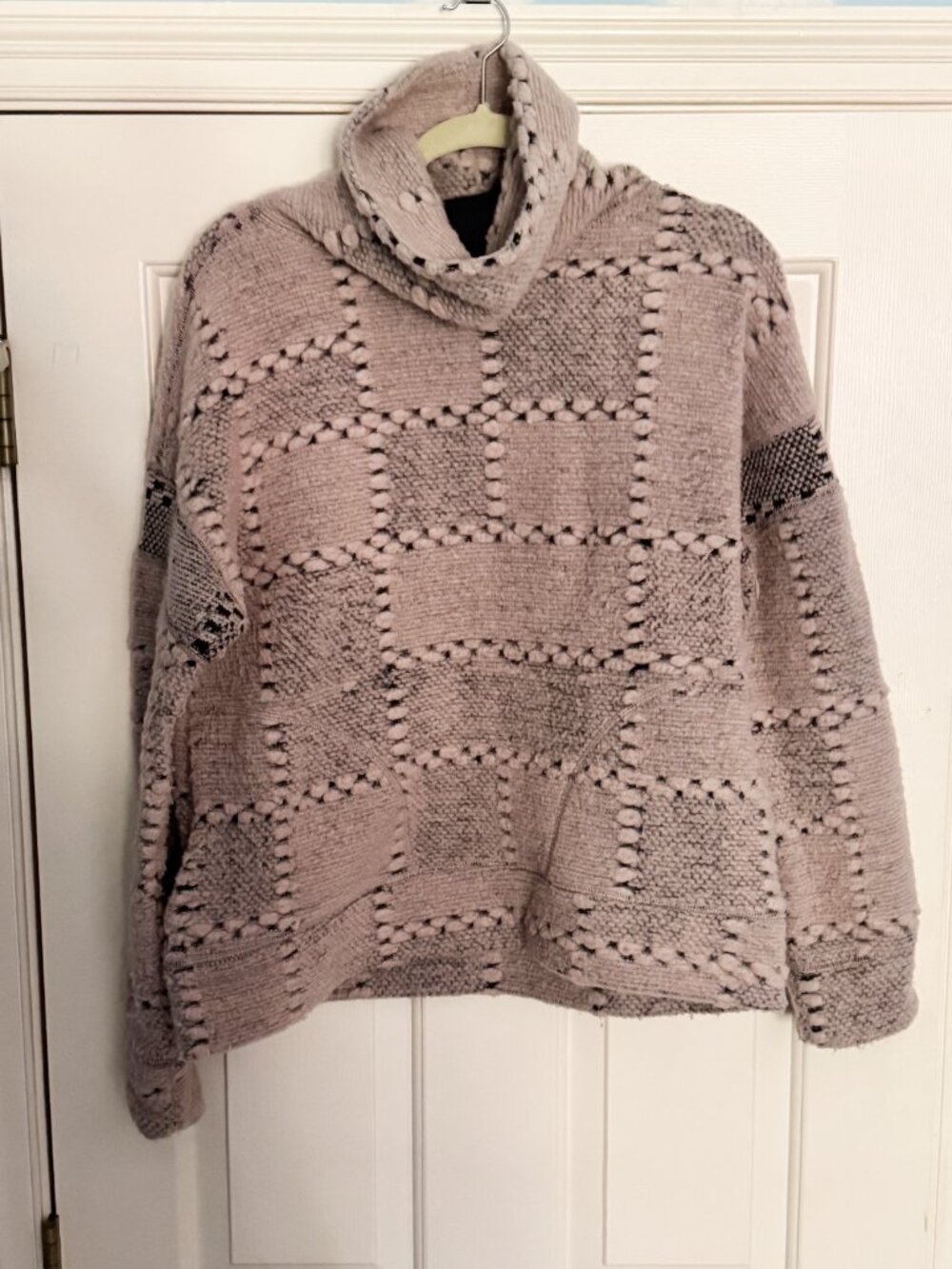 Prana Sweater Womens L Pink Crestland Pullover Pockets Wool Blend Cowl Neck Cozy